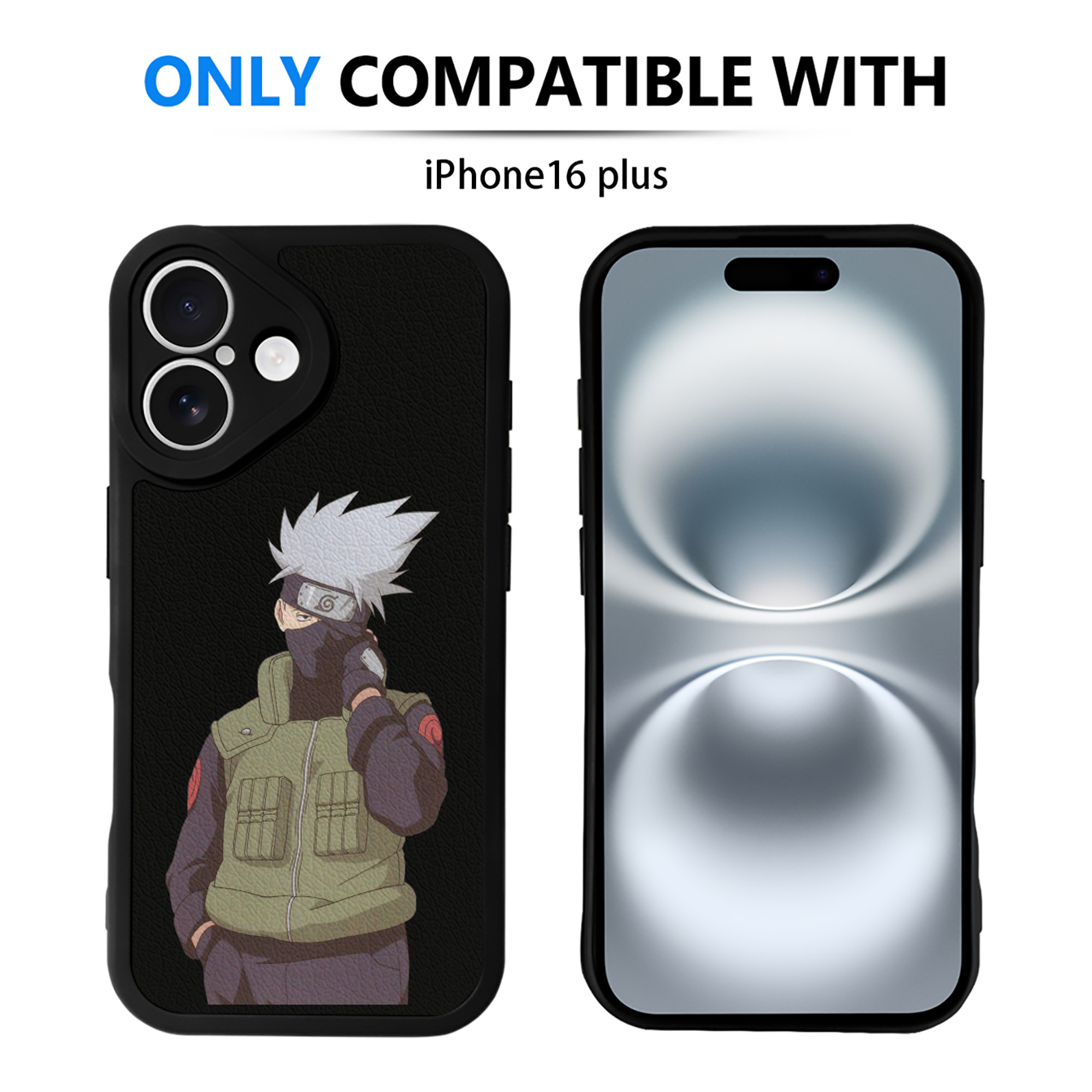 （画像用） NARUTO -ナルト- はたけ カカシ Hatake Kakashi 【iPhone 16シリーズ対応】シリコンスマホケース（レザー調） 材質：シリコン